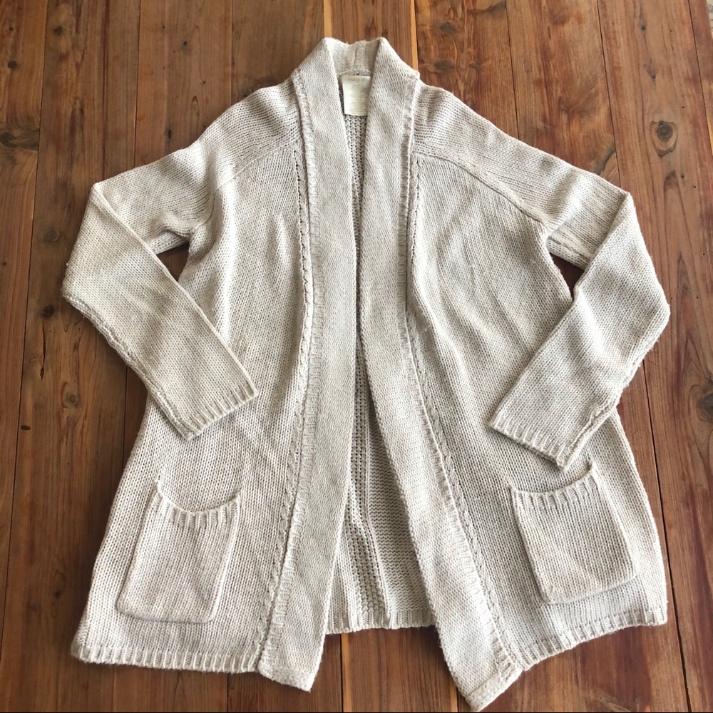 Matty M Cream Open Front Sweater